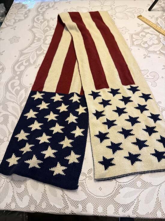 Old Navy Accessories - USA  Knit Scarf US National Red White Blue Acrylic. 66”/10” Old Navy